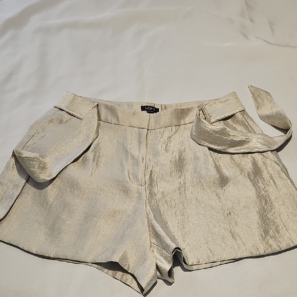 LOFT Champagne Gold Dress Shorts - Picture 3 of 8